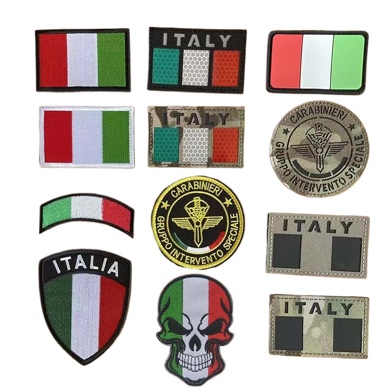 Urban Backpack Tactical - イタリア国旗エンブレム服アップリケ刺繍パッチ、IR反射イタリアバックパックバッジ軍事戦術腕章ステッカー